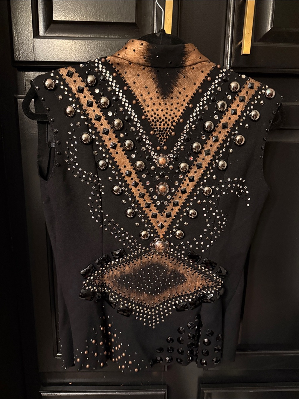 Lanes Way Designs Black Brown Embellished Women's Vest with Stud Accents - Picture 2 of 4